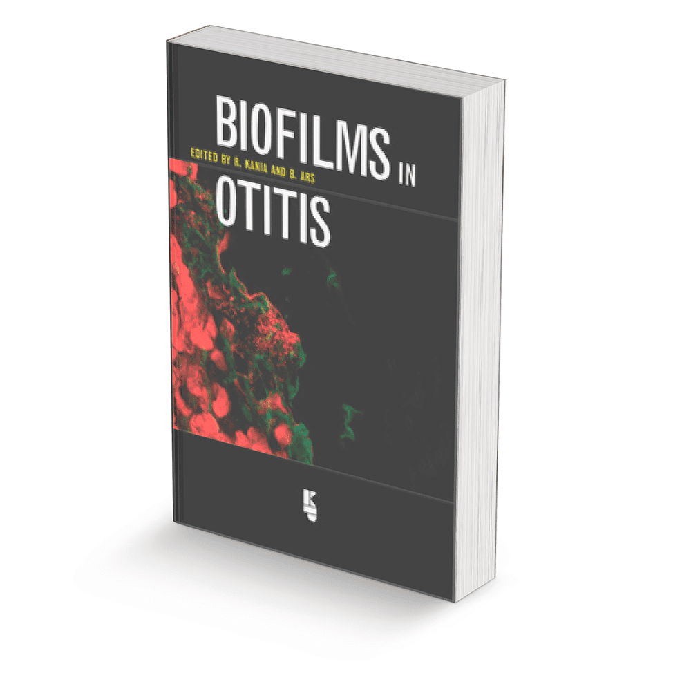 Book cover of Biofilms in Otitis, exploring biofilms role in ear infections.